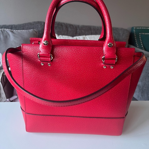 kate spade Bright Red Leather Double-Handle Satchel - Picture 2 of 3